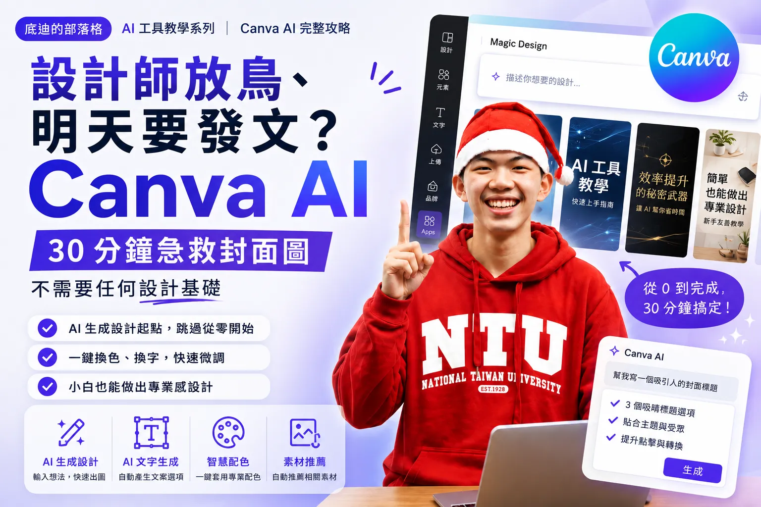 Canva AI 封面圖教學 2026：30 分鐘完成發文視覺
